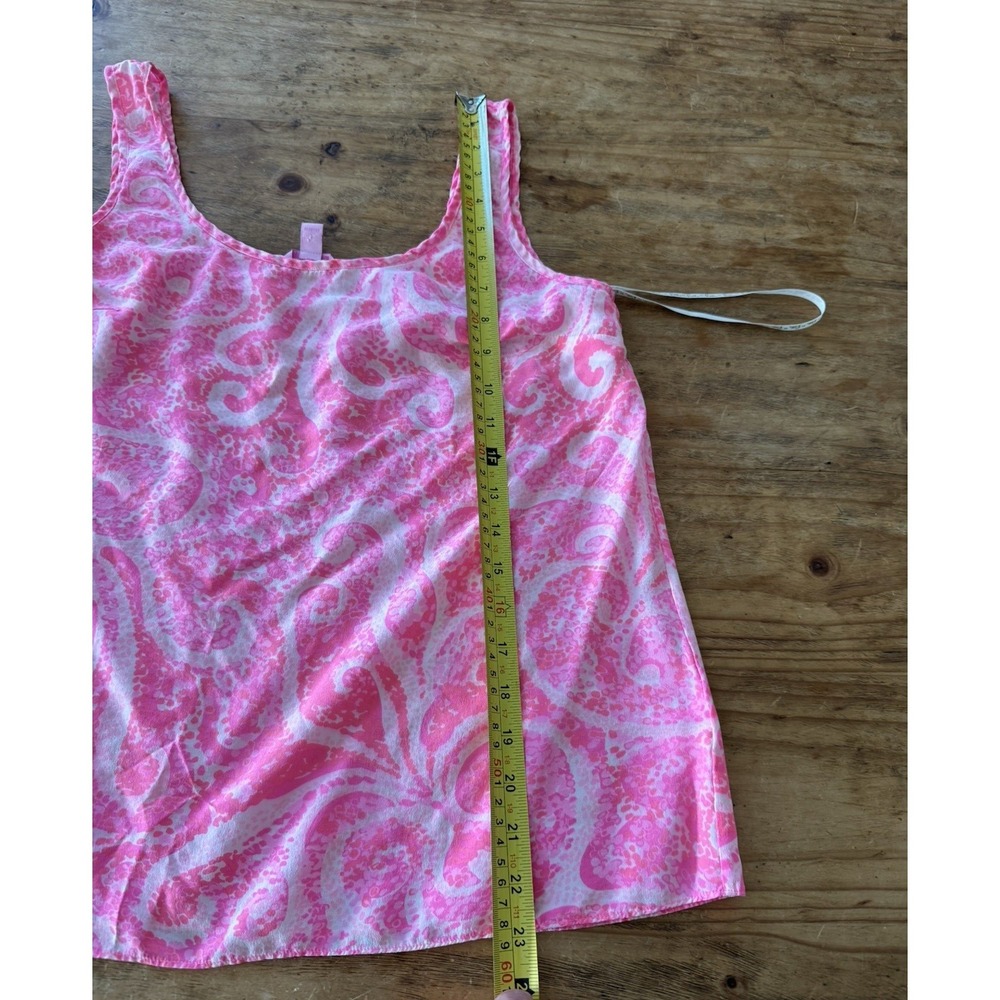 Lilly Pulitzer Cosmos Pink Pout Printed 100% Silk Sleeveless Tank Top Sz S - Picture 6 of 7
